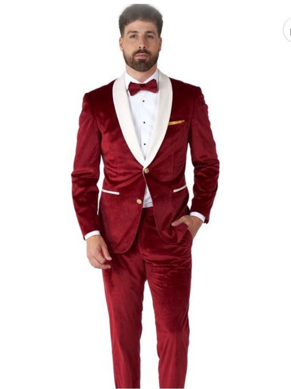OppoSuits velvet vibes Men's Burgundy Tuxedo with White Shawl Lapel